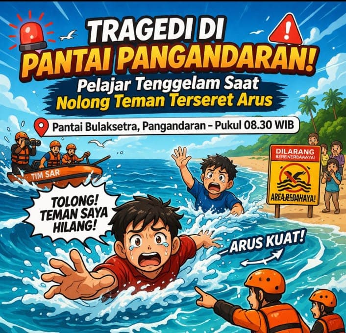 Tolong Teman Berujung Petaka di Pantai Pangandaran: Pelajar SMP Hilang Terseret Ombak